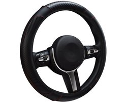 COCHO® Auto Stuurhoes - Steering Covers Geschikt 37-38Cm Auto Decoratie Koolstofvezel - Carbon Fiber ,PU Leer