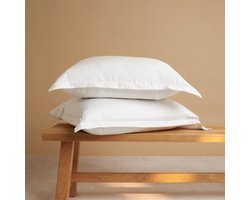 Coco & Cici - Bamboe Kussensloop 80 x 80 cm - Kussenhoes - Wit - 100% Eco Bamboe - Volant 2 cm - 1 stuk