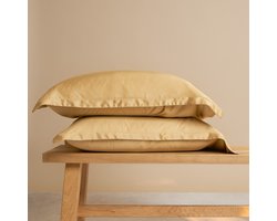 Coco & Cici Coco & Cici - bamboe kussensloop - 50 x 60 - okergeel - zacht, luxe en duurzaam beddengoed 1 kussensloop 50x60