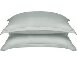 Coco & Cici Coco & Cici - Tencel kussensloop - 50 x 60 - Beauty pillow - groen grijs - zacht, luxe en duurzaam beddengoed 1 kussensloop 50x60