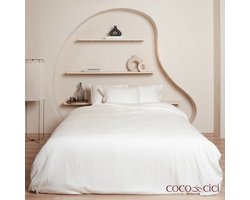 Coco & Cici - Tencel Sateen Dekbedovertrek 200 x 200 cm - 2 Persoons Beddengoed - Off White - Lyocell - Hypoallergeen & Extra Zacht - 2 Kussenslopen (60x70)