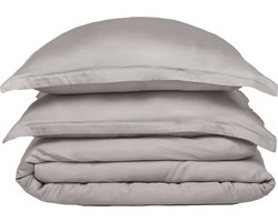 Coco & Cici - Tencel Sateen Dekbedovertrek 240 x 220 cm - 2 Persoons Beddengoed - Taupe - Lyocell - Hypoallergeen & Extra Zacht - 2 Kussenslopen (60x70)