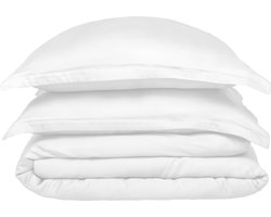 Coco & Cici - Tencel Sateen Dekbedovertrek 240 x 220 cm - 2 Persoons Beddengoed - Wit - Lyocell - Hypoallergeen & Extra Zacht - 2 Kussenslopen (60x70)