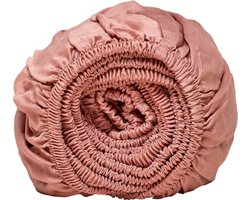 Coco & Cici - Tencel Sateen Hoeslaken 200 x 210 cm - 2 Persoons Beddengoed - Lyocell - Elastiek Rondom - Terra Roze - Extra Zacht