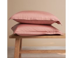 Coco & Cici - Tencel Sateen Kussensloop 70 x 60 cm - Kussenhoes - Lyocell - Extra Zacht & 100% Natuurlijk - Terra Roze