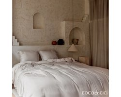 Coco & Cici - Tencel Twill Dekbedovertrek 140 x 200 cm - 1 Persoons Beddengoed - Beige - Lyocell - Ritssluiting & Extra Zacht - 1 Kussensloop (60x70)