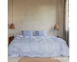 Coco & Cici - Tencel Twill Dekbedovertrek 140 x 220 cm - 1 Persoons Beddengoed - Lichtblauw - Lyocell - Ritssluiting & Extra Zacht - 1 Kussensloop (60x70)