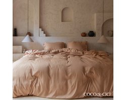 Coco & Cici - Tencel Twill Dekbedovertrek 240 x 220 cm - 2 Persoons Beddengoed - Peach - Lyocell - Ritssluiting & Extra Zacht - 2 Kussenslopen (60x70)