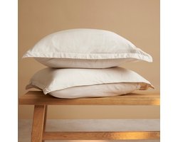 Coco & Cici - Tencel Twill Kussensloop 70 x 60 cm - Kussenhoes - Beige - Lyocell - Extra Zacht - 3 cm Volant