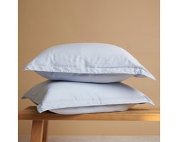 Coco & Cici - Tencel Twill Kussensloop 70 x 60 cm - Kussenhoes - Lichtblauw - Lyocell - Extra Zacht - Zonder Volant