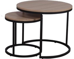Coco® - Salon Tafel - Ronde Tafel - Tafelset van 2 - Rond Tafeltje - Licht Hout