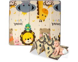 Coco&co Speelmat foam Baby - Opvouwbaar - Speelkleed baby - Speelkleed - Dubbelzijdig - 200x180 cm - Inclusief opbergtas - Happy Family