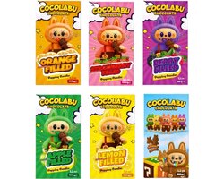 Cocolabu - set van 6 x 100g - Labubu chocolade - appel, citroen, aardbei, bes, sinaas, mystery inhoud