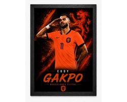Cody Gakpo Poster | Nederlands Elftal Art Print | Oranje Voetbalposter | Inclusief Zwarte A4 Lijst