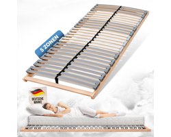 Coemo EasyLat Stijve Lattenbodem 90x200 cm – 5-zone lattenbodem met 28 verende houten latten, stabiele middenband voor optimale ondersteuning, stil, duurzaam, geschikt voor veel matrassen