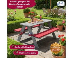 Coemo Kinderzitgroep tuin hout met zitkussens - Picknicktafel Kinder - Grijs - 89x79x50 cm