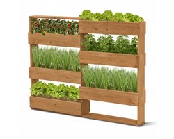 Coemo verticaal plantenbak Riga kruidenbak hout 6 plantenbakken – ca. 110 x 18 x 93 cm - Bruin