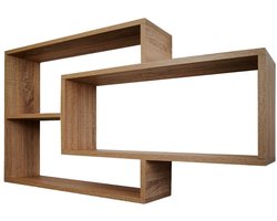 Coemo wandplank 'Karo' Donkerbruin boekenplank hout | MDF 4 vakken hangplank Zwevende plank voor woonkamer, slaapkamer en keuken