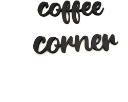 Coffee Corner Wandtekst – 2-Delig – Keuken & Koffiehoek Decoratie - Tweedelig, dus je bepaalt zelf de opstelling