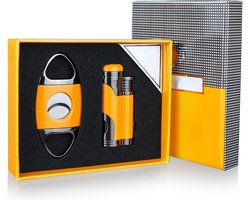 Cohiba sigarenaansteker en sigarenknipper set luxe geel