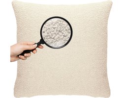 COHOSO® Sierkussen 60x60cm - Semmi Créme - Teddy Bouclé - Inclusief binnenkussen - Extra GROOT