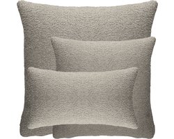 COHOSO® Sierkussen SET - 30x50 + 45x45 + 60x60 cm - Semmi Beige - Teddy Bouclé - Inclusief binnenkussens