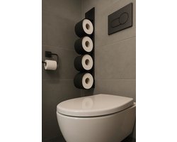 Cohoso® Toiletrolhouder Muur – Reserve WC Rolhouder – Zonder Boren – Luxe Design – Zwart