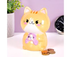 Coin bank Kawaii Gamer orange ceramic van Invotis