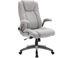COLAMY bureaustoel Ergonomisch, directiestoel met hoge rugleuning, ergonomische 360° draaistoel voor kantoor, bureaustoel Lederen stoel met verstelbare kantelvergrendeling, grijs