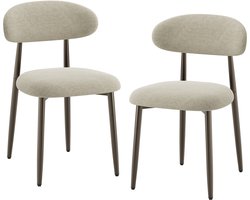 COLAMY Eetkamerstoel - Gestoffeerde Zitting - Ergonomische Rugleuning - Metalen Poten - Moderne Stoel - Set van 2
