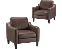Colamy - Fauteuil van leer - met zijopbergzak - belastbaar tot 136 kg - geschikt voor woonkamer/kantoor/studie - CH