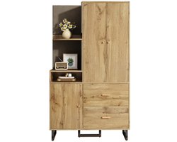 COLAMY Garderobekast - Halmeubel - Kledingkast - Opbergkast - Schoenenkast - Zachte Panelen - Open Rekken - 110x186x38 cm