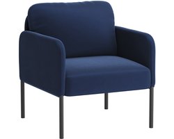 COLAMY Gestoffeerde fauteuil Accentstoel - Moderne loungestoel - Gewatteerde rugleuning - Zachte fluwelen woonkamerstoel - Blauw