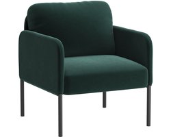 COLAMY Gestoffeerde fauteuil Accentstoel - Moderne loungestoel - Gewatteerde rugleuning - Zachte fluwelen woonkamerstoel - Groen
