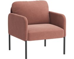 COLAMY Gestoffeerde fauteuil Accentstoel - Moderne loungestoel - Gewatteerde rugleuning - Zachte fluwelen woonkamerstoel - Roze