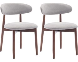 COLAMY Houten eetkamerstoelen - set van 2 - Moderne met stof beklede keukenstoelen - Boerderij eetkamerstoel- lichtgrijs