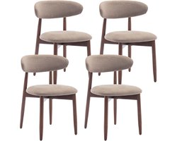 COLAMY Houten eetkamerstoelen - set van 4 - Moderne met stof beklede keukenstoelen - Boerderij eetkamerstoel- camel