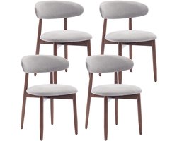 COLAMY Houten eetkamerstoelen - set van 4 - Moderne met stof beklede keukenstoelen - Boerderij eetkamerstoel- lichtgrijs
