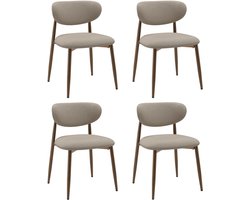 COLAMY Set van 4 Eetkamerstoelen - Gestoffeerde Stoelen met Metalen Poten en Antislip Voetjes - Gebogen Rugleuning - Ideaal voor Keuken, Woonkamer en Restaurant - Camel