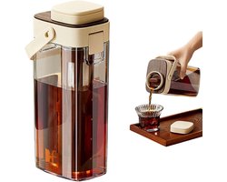 Cold Brew Koffiezetapparaat voor Thuis en Onderweg – 1000 ml Draagbare IJskoffiekan met Handvat – Uitneembaar Filter en Schenktuit – Voor IJskoffie, IJsthee en Fruitdranken – Transparant Bruin