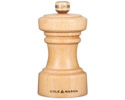 Cole & Mason Hoxton Zoutmolen – Natural Beech - Keramisch Maalwerk – Verstelbare Maalgraad – Beukenhout – 10,4 cm