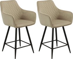 Colenis® - Alyssa Barstoel - Set Van 2 - Beige - Velvet - Design