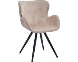 Colenis® - Anabella Eetkamerstoel - Set Van 6 - Beige - Adoré Velvet - Industrieel - Met armleuning