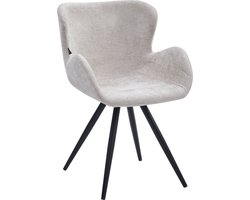 Colenis® - Anabella Eetkamerstoel - Set Van 6 - Beige - Chenille Stof - Industrieel - Met armleuning