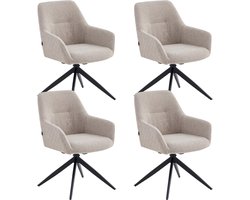Colenis® - Barbara Eetkamerstoel - Set Van 4 - Beige - Bouclé - Industrieel - Design - Draaibaar - 180° - Met Return Memory Functie
