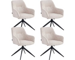 Colenis® - Barbara Eetkamerstoel - Set Van 4 - Beige - Chenille Stof - Industrieel - Design - Draaibaar - 180° - Met Return Memory Functie