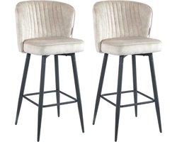 Colenis® - Barry Barkruk - Barstoel - Set Van 2 - Beige - Velvet - Fluweel - Design - Industrieel - Barkrukken