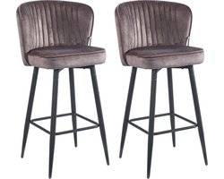 Colenis® - Barry Barkruk - Barstoel - Set Van 2 - Bruin - Velvet - Fluweel - Design - Industrieel - Barkrukken