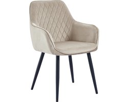 Colenis® - Beverly Eetkamerstoel - Set Van 2 - Beige - Fluweel - Met armleuning