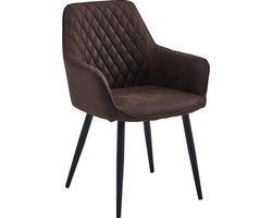 Colenis® - Beverly Eetkamerstoel - Set Van 2 - Bruin - Microfiber Stof - Met armleuning
